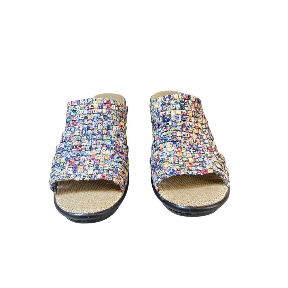 Bernie Mev Multi-Color Woven Elastic Wedge Sandal Shoes Women's EU 39 W's 8 - Picture 15 of 15